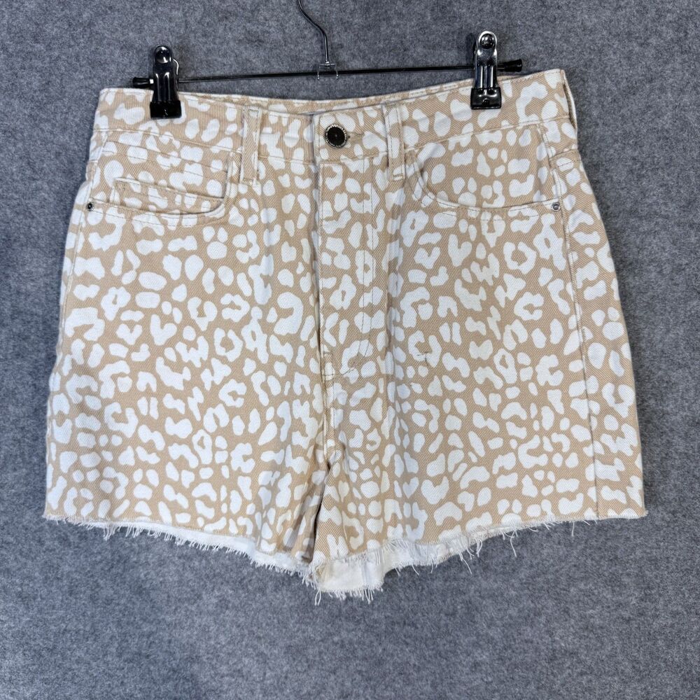 Zara Tan & White Leopard Print Cutoff‎ Shorts Women's Size 4